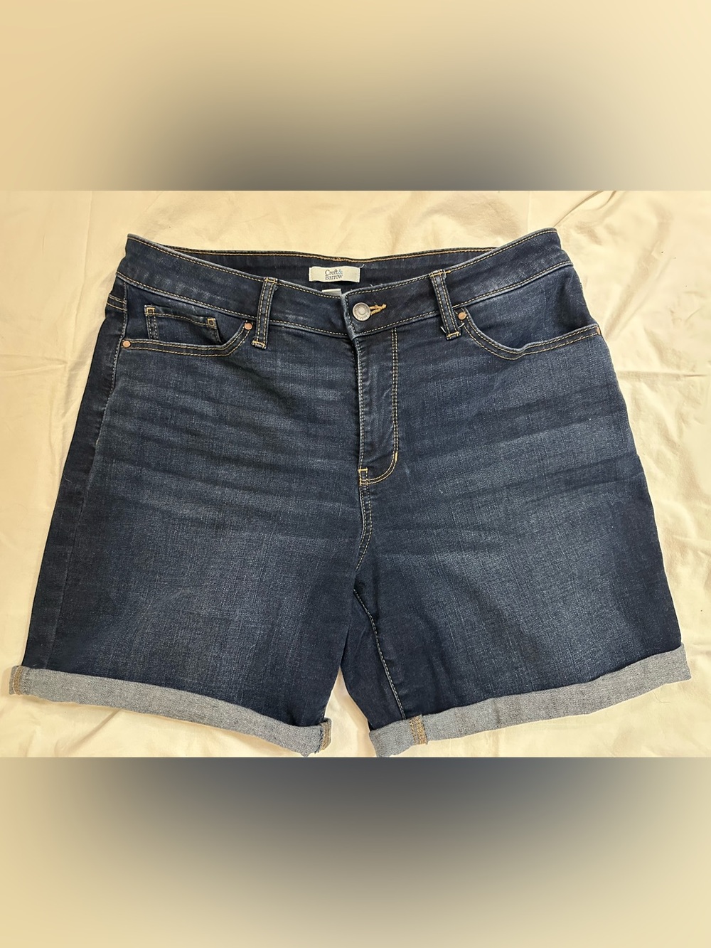Croft & Barrow Dark Blue Wash Denim Roll-Hem Women's Shorts Sz. 10